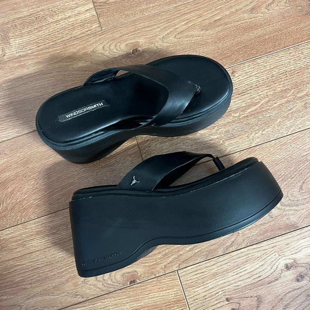 Windsor Smith Black Platform Flip Flops